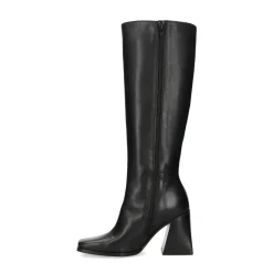 Hoge Zwarte Leren Laarzen Met Blokhak^Sacha Hot