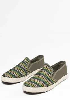Khaki Canvas Loafers Met Strepen^Sacha Cheap