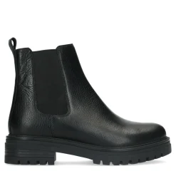 Korte Zwarte Leren Chelsea Boots^Sacha Shop