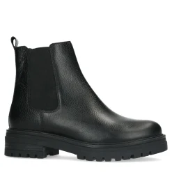 Korte Zwarte Leren Chelsea Boots^Sacha Shop