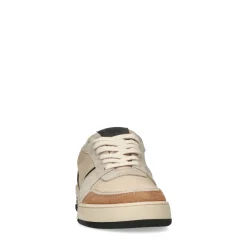 Lage Beige Leren Sneakers Met Zwarte Zool^Sacha Shop