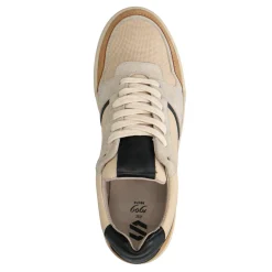 Lage Beige Leren Sneakers Met Zwarte Zool^Sacha Shop