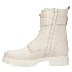Latte Leren Biker Boots Met Gesp^Sacha Flash Sale