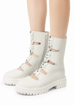 Latte Leren Cut Out Boots^Sacha New
