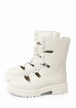 Latte Leren Cut Out Boots^Sacha New