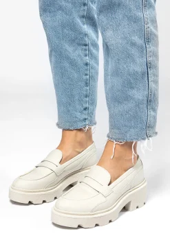 Latte Leren Platform Loafers^Sacha Shop