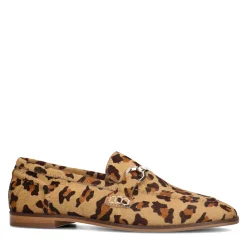 Leren Luipaardprint Loafers Met Goudkleurige Gesp^Sacha Outlet