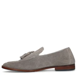 Lichtgrijze Suede Loafers Met Kwastjes^Sacha New