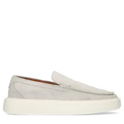 Lichtgrijze Suede Loafers Met Witte Zool^Sacha Hot