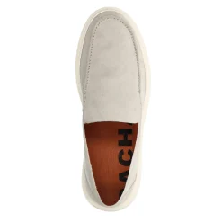 Lichtgrijze Suede Loafers Met Witte Zool^Sacha Hot