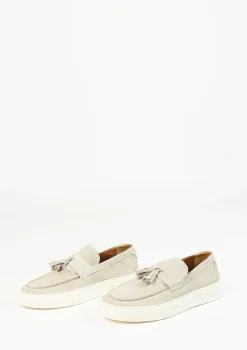 Lichtgrijze Suede Loafers Met Kwastjes^Sacha Best