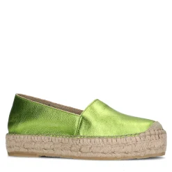 Metallic Groene Leren Espadrilles^Sacha Best Sale