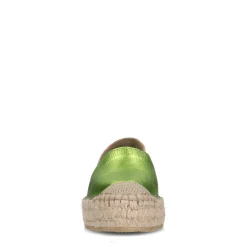 Metallic Groene Leren Espadrilles^Sacha Best Sale
