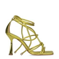 Metallic Limegroene Sandalen Met Trechterhak^Sacha Fashion