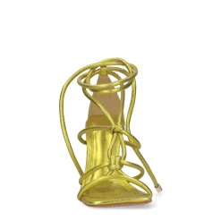 Metallic Limegroene Sandalen Met Trechterhak^Sacha Fashion