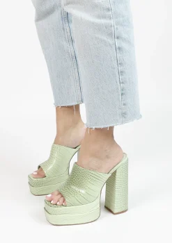 Mintgroene Muiltjes Met Plateau Hak^Sacha Sale