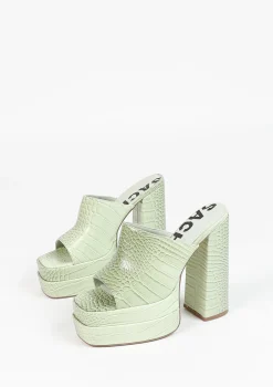 Mintgroene Muiltjes Met Plateau Hak^Sacha Sale