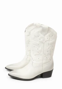 Off White Cowboy Enkellaarsjes Met Studs^Sacha New