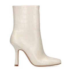 Off White Croco Enkellaarsjes Met Kitten Heel^Sacha New