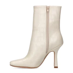 Off White Croco Enkellaarsjes Met Kitten Heel^Sacha New
