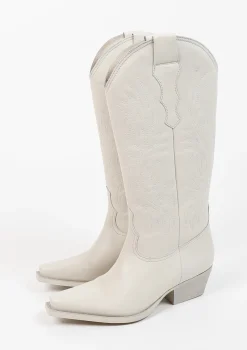 Off White Leren Cowboylaarzen Met Stiksels^Sacha Cheap