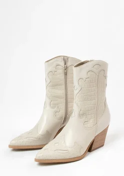 Off White Leren Cowboylaarzen Met Croco Detail^Sacha Discount