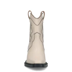 Off White Leren Cowboylaarzen Met Zwarte Sierstiksels^Sacha New