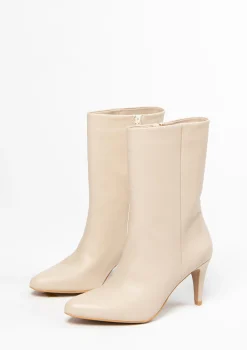 Off White Leren Enkellaarsjes Met Naaldhak^Sacha Clearance