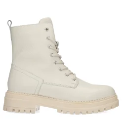Off White Leren Veterboots Met Imitatiebont^Sacha Hot