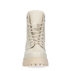 Off White Leren Veterboots Met Imitatiebont^Sacha Hot