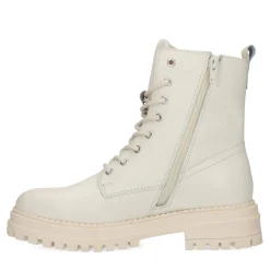 Off White Leren Veterboots Met Imitatiebont^Sacha Hot