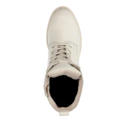 Off White Leren Veterboots Met Imitatiebont^Sacha Hot