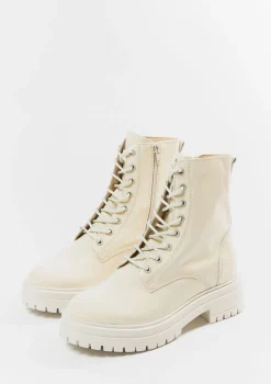 Off White Leren Veterlaarzen^Sacha Shop
