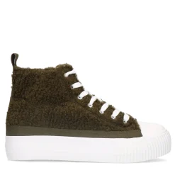 Olijfgroene Hoge Teddy Sneakers^Sacha Cheap