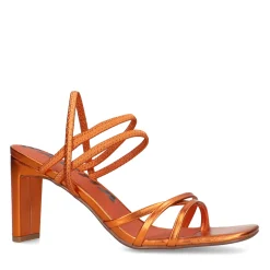 Oranje Metallic Hak Sandalen Met Bandjes^Sacha Hot