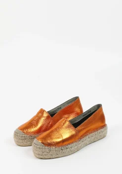 Oranje Metallic Leren Espadrilles^Sacha Cheap