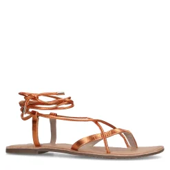 Oranje Metallic Leren Sandalen^Sacha New