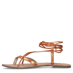 Oranje Metallic Leren Sandalen^Sacha New