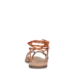 Oranje Metallic Leren Sandalen^Sacha New
