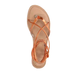 Oranje Metallic Leren Sandalen^Sacha New