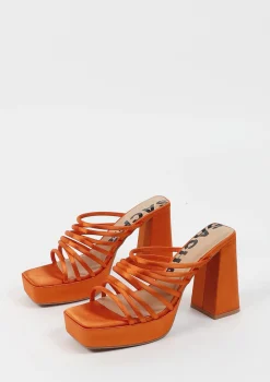 Oranje Satin Sandalen Met Plateau Hak^Sacha New
