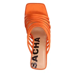 Oranje Satin Sandalen Met Plateau Hak^Sacha New
