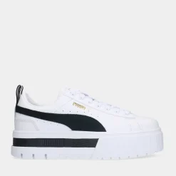 Puma Mayze Lth White/Black Dames Sneakers^Sacha Discount