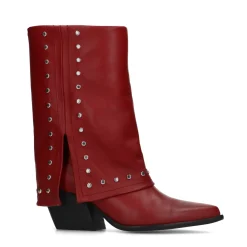 Rode Leren Laarzen Met Zilverkleurige Studs^Sacha Sale