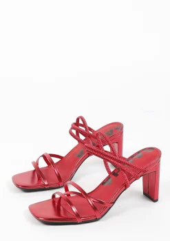Rode Metallic Hak Sandalen Met Bandjes^Sacha Shop