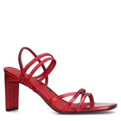 Rode Metallic Hak Sandalen Met Bandjes^Sacha Shop