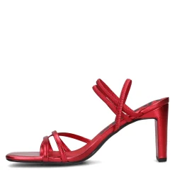 Rode Metallic Hak Sandalen Met Bandjes^Sacha Shop