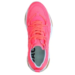 Roze Leren Platform Sneakers Met Lichtblauwe Zool^Sacha Shop