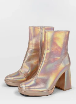 Roze Metallic Enkellaarsjes Met Hak^Sacha New