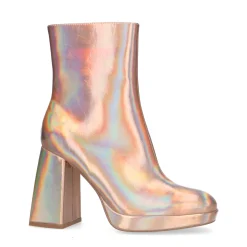 Roze Metallic Enkellaarsjes Met Hak^Sacha New